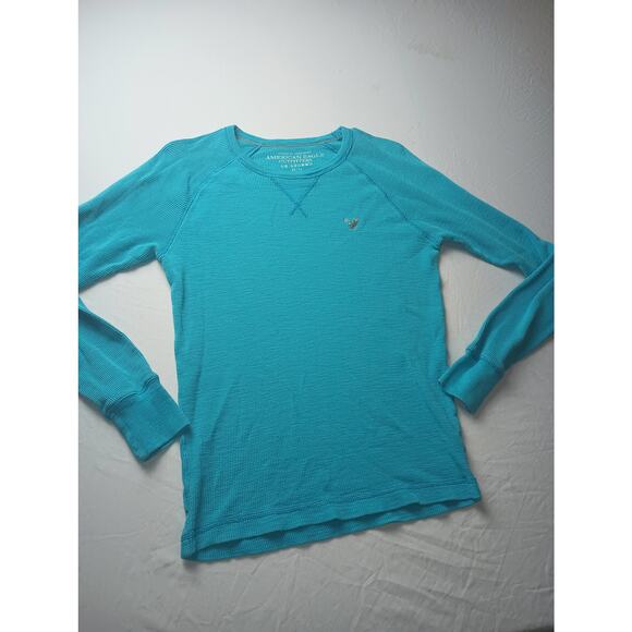 American Eagle Outfitters Vintage Y2K Blue Thermal Shirt Mens Size XS - Picture 1 of 6